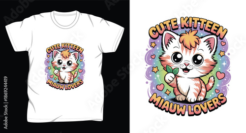 Cat graphic vector art t-shirt design print template