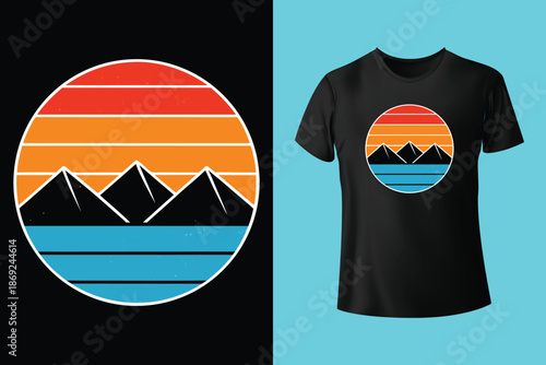 Snowboarder in Action T Shirt Design with Frosted Horizons and Mountain Landscape Vector Illustration Isolated on White Background Adventure and Conquer the Peaks