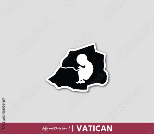 Powerful Vatican City map illustration symbolizing birth, roots and national identity. Emotional motherland concept blending geography and human origin.