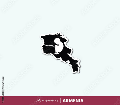 Powerful Armenia map illustration symbolizing birth, roots and national identity. Emotional motherland concept blending geography and human origin.