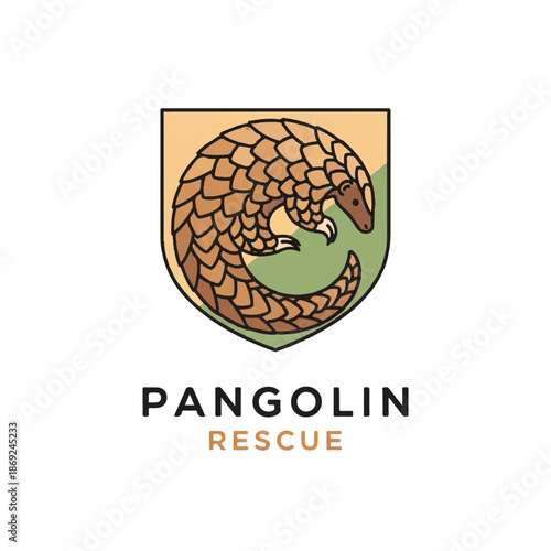 Pangolin Rescue Logo Illustration Design Animal Emblem.