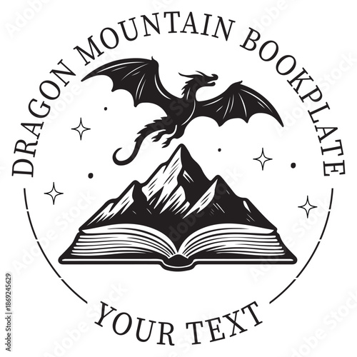 Dragon Mountain Bookplate Design, Book Embosser, Custom Ex Libris Stamp, Floral Bookplate Stamp, Personalized Library Embossing, Book Lover Design