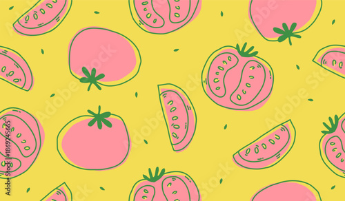 Cute tomato pattern background vector design