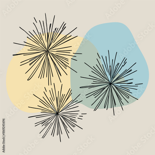 Abstract Botanical Floral Line Art with Modern Earth Tone Shapes,Contemporary Boho Botanical Wall Art in Soft Pastel Tones,Aesthetic Botanical Line Art with Soft Earth Colors,