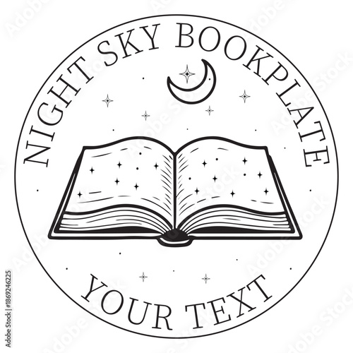 Night Sky Bookplate Design, Book Embosser, Custom Ex Libris Stamp, Floral Bookplate Stamp, Personalized Library Embossing, Book Lover Design