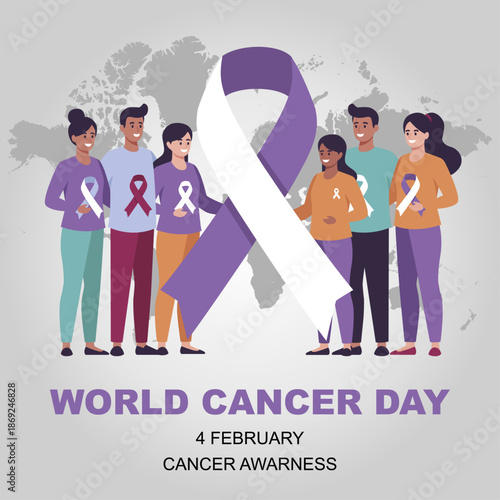 World Cancer Day People Awareness Illustration