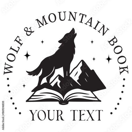 Wolf & Mountain Book Design, Book Embosser, Custom Ex Libris Stamp, Floral Bookplate Stamp, Personalized Library Embossing, Book Lover Design