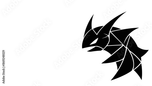 Stylized black dragon vector illustration on a minimalist white background