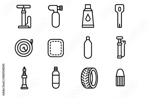 Valve remover bike inner pump boot tire presta vector icon tube tools