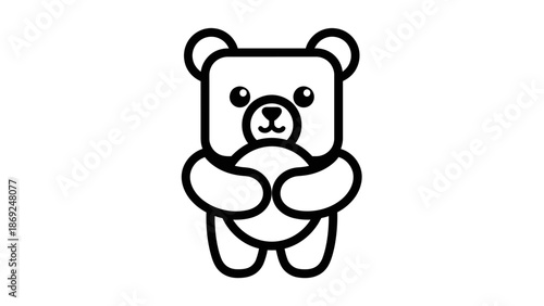 Cute and minimalistic teddy bear illustration in outline design perfect for kids content or