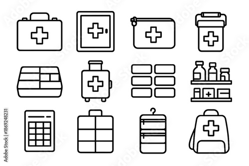 First vector icons refill aid cabinet icon tray bag medication hanging kit