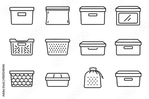 Handle vector storage icon patterned crate bag cube clear clothing box