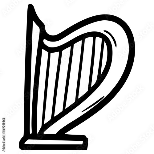 doodle harp illustration hand drawn outline vector