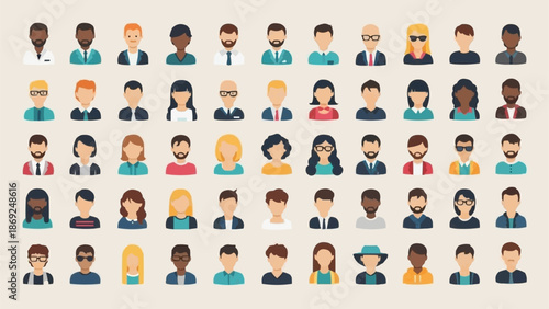 Diverse Group of People Avatars Representing Community and Connection.