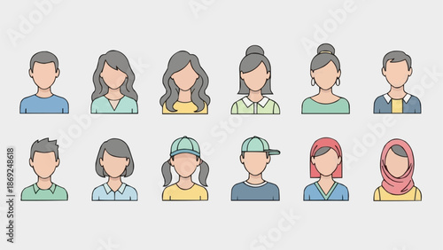 Diverse Group of People Avatars Representing Different Ages and Genders.