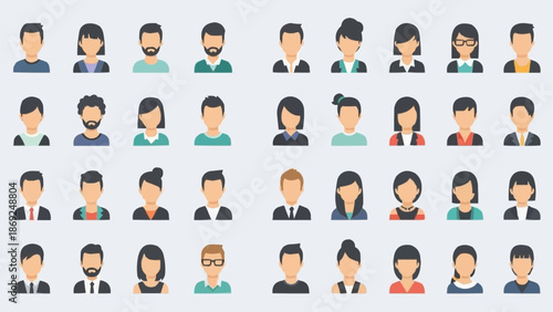 Diverse Group of People Avatars Representing Different Individuals.