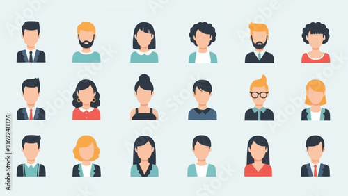 Diverse Group of People Avatars Representing Different Individuals.