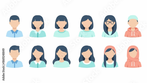 Diverse Group of People Avatars Representing Different Individuals.