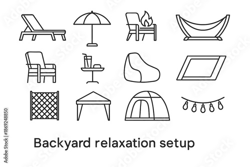 Backyard chair bean icon icons tent stand mat relaxation vector outdoor cushion