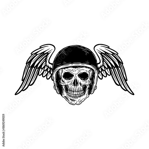 Winged Skull Biker Helmet Emblem