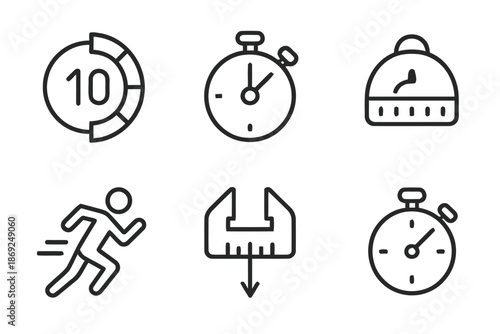 Set of speed and timer icons for sport activity