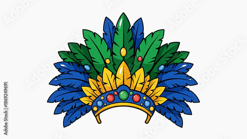 Colorful Brazilian Carnival Feather Headdress Illustration for Rio Festival