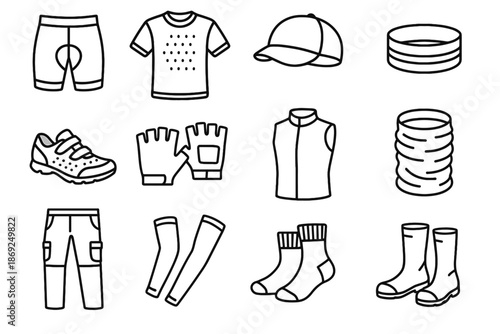 Sleeves cap padded bicycle ventilated icon reflective band icons apparel cycling vector