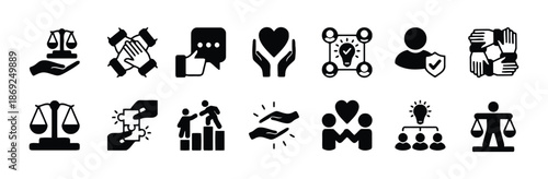 Set of support teamwork icons for business isolated on white background