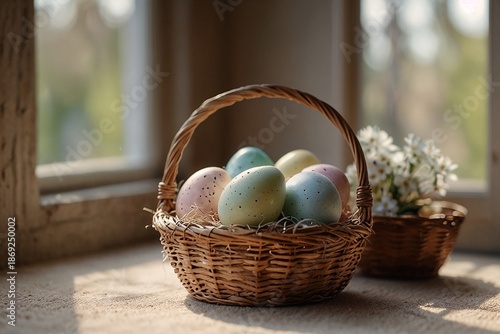 easter eggs in a basket