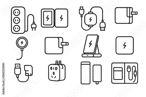 Compact plug charging vector magnetic foldable flat icon retractable adapter charger strip