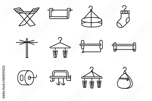 Towel vector clip rack sock spinner icons clothesline drying hook clothes icon
