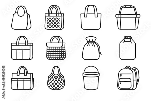 Adjustable bag pouch grocery modular hemp icon icons vector shopping carry collapsible