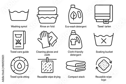 Fabric stack vector reusable logo care detergent setting icon icons cleaning compact