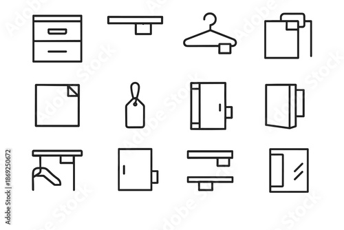 Vector label icons placement mirror symbol corner rail sliding icon minimal tag