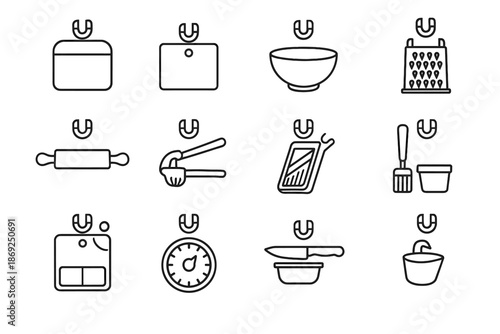 Icon brush clip kitchen vector magnetic board prep pin garlic dial