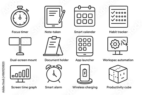 Mount document habit icons charging productivity icon focus launcher vector smart remote
