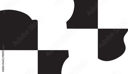 Black and white puzzle pieces abstract design