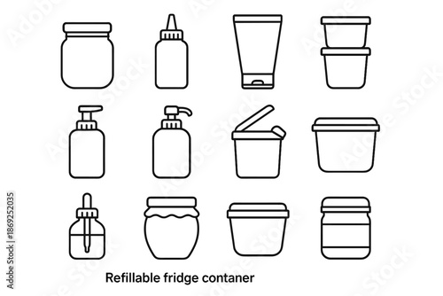 Squeeze stackable fridge icons cup upright vector spice tub container sauce icon