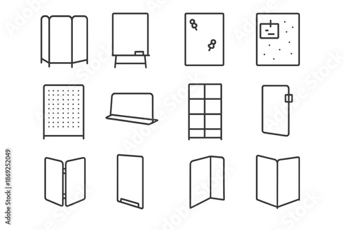 Icon fabric workspace section frame screen surface piece board icons zoning vector