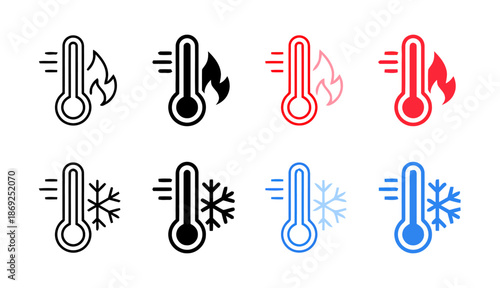 Set of Thermometer Images with Different Temperatures Represented by Color Coding for Various Purposes Perfect Size is Exactly Two Hundred Characters