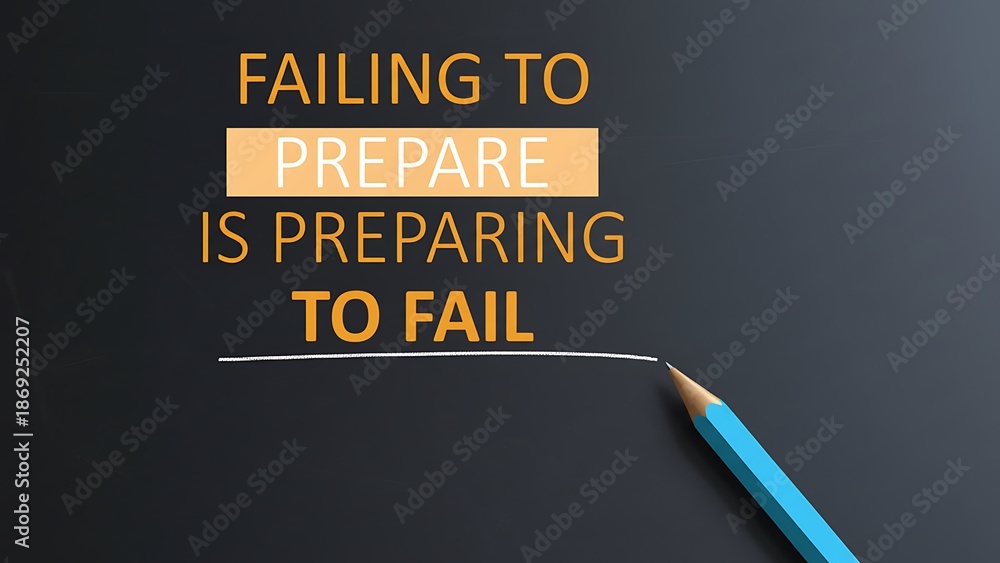 Fototapeta premium Failing to prepare is preparing to fail motivational quote with pencil