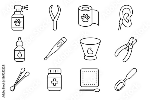 Tile icon emergency swab nail icons vector medicine veterinary tweezer pet stop