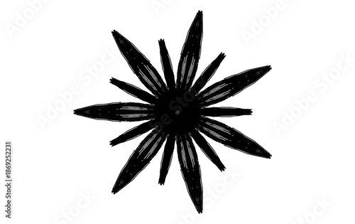 A delicate black flower petal illustration isolated on a transparent background, expressing elegance and natural beauty.