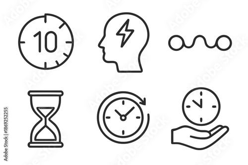 Set of time related icons for project efficiency and workflow