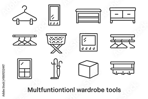 Icon drawers pockets hangers umbrella slot wardrobe hooks storage tools laundry multifunctional