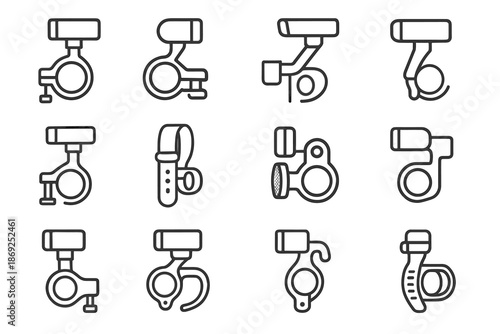 Seatpost handlebar holder bike vector strap reflector basket light icon rotating