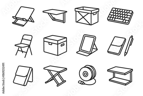 Side vector icon foldable wrap laptop stand compact notebook folding icons workspace