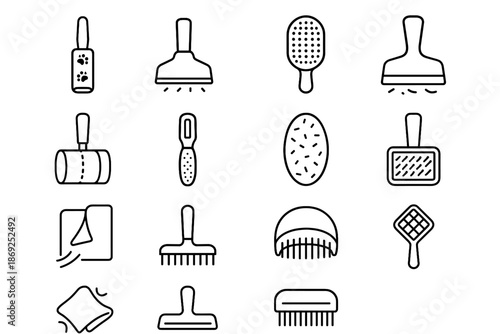 Nozzle vacuum hair removal collecting static lint icon pet comb vector sponge