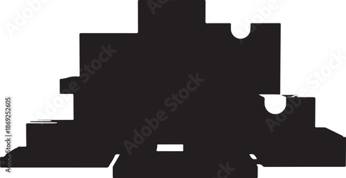Black Silhouette of a Castle on a White Background