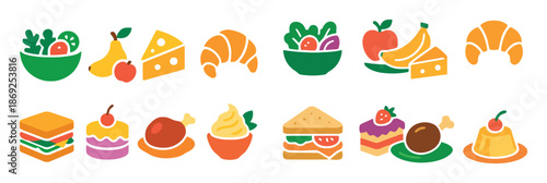 Set of various food icons vector illustration isolated in modern style design for website mobile application and printing materials